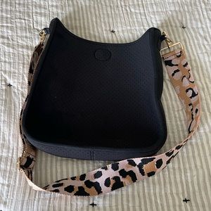 Black neoprene crossbody bag